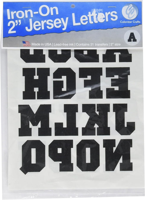 COLORSTAR CS1036-0500 Iron On Jersey Closed Letters, Black, 2In