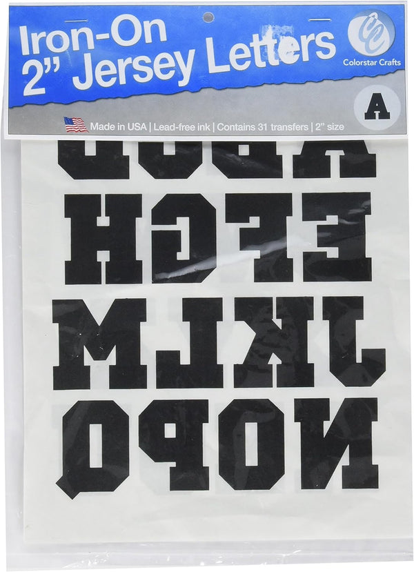 COLORSTAR CS1036-0500 Iron On Jersey Closed Letters, Black, 2In