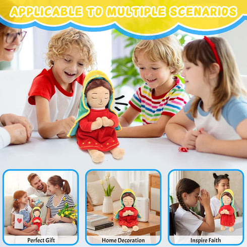 20 3 Yelakey Talking Guadalupe Plush Musical Virgin Mary Plush, Virgen de Guadalupe Talking Doll Speaks of Bible Verses