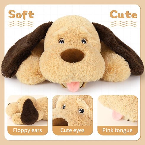 MorisMos Puppy Dog Stuffed Animal, 31 Inch Brown Plush Dog Pillow, Big Dog Plush Toy for Girls Kids