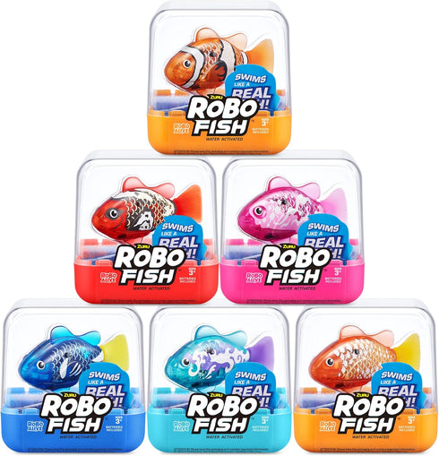 Swimming (2 Pack) 3 Robo Alive Robo Fish Robotic Fish (Blue + Red) by ZURU Water Activated, Changes Color, Comes