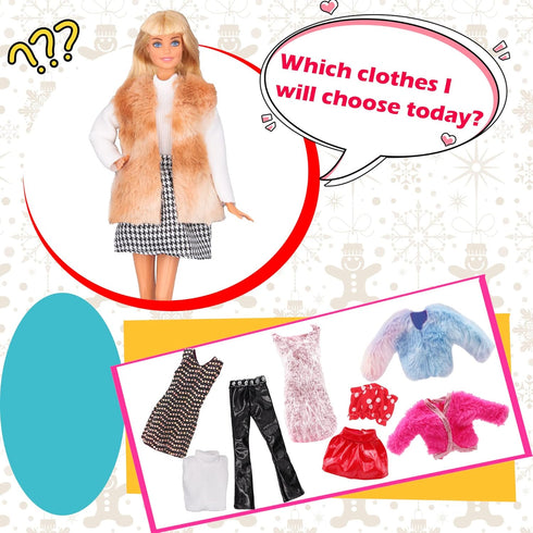 EuTengHao Doll Winter Coat Set for 11.5'' Girl Dolls, Includes Fashion Coat, Jacket, Jeans, and Skirt