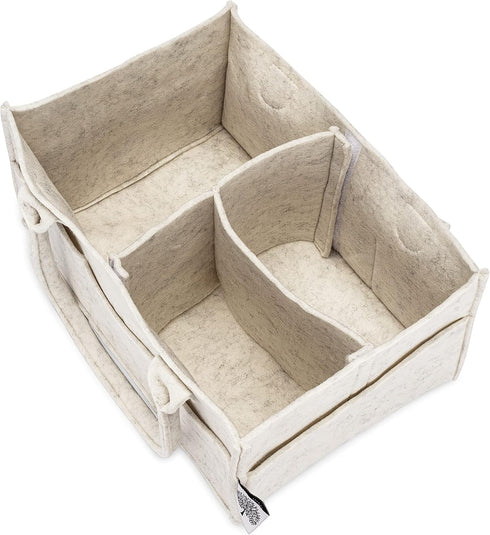 Parker Baby Diaper Caddy, Nursery Storage Bin and Car Organizer for Diapers and Baby Wipes (White, Regular)