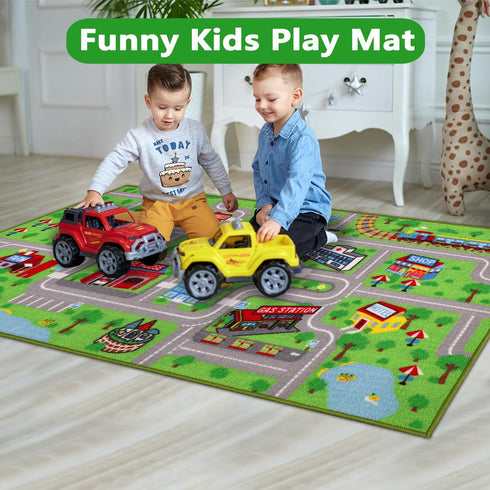 5' 2.7' Capslpad Kids Rug Educational Play Rug x Traffic Road Kids Play Car Mat Large Learning Play Game Area Rug Kids