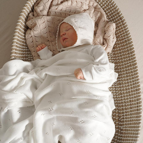 30x40 Inch mimixiong Cotton Baby Blanket Knitted Crochet Receiving Crib Nursery Swaddling Blankets for Newborn Baby Boy