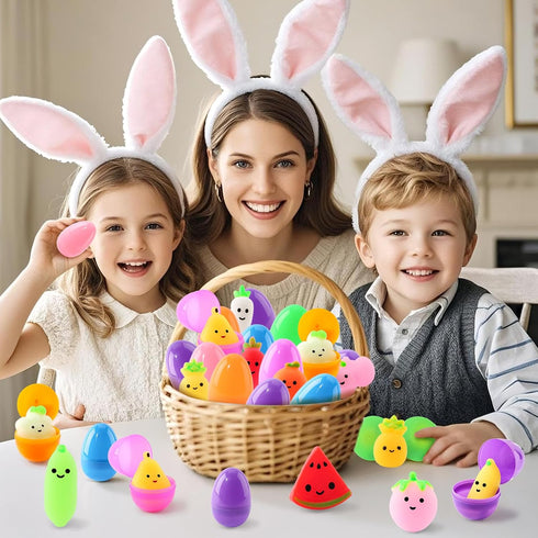 24 Pack SpringFlower Filled Easter Eggs with Squishy Toys Inside, Easter Basket Stuffers Basket Essentials Party