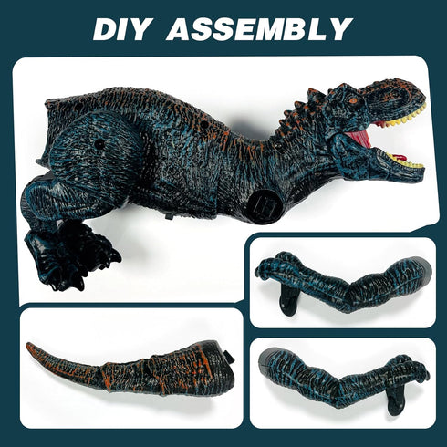 3-5 4-7 8-12 Sunrad Remote Control Dinosaur Toys for Kids Year Old, Electronic RC Robot Dinosaur with Spray & Light