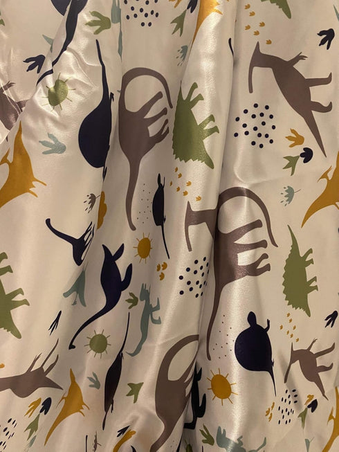 Satin Fitted Crib Sheet for Baby, Dinosaur Design, Size 52 x 28 inches, Retains Hair Moisture for Toddler Bed