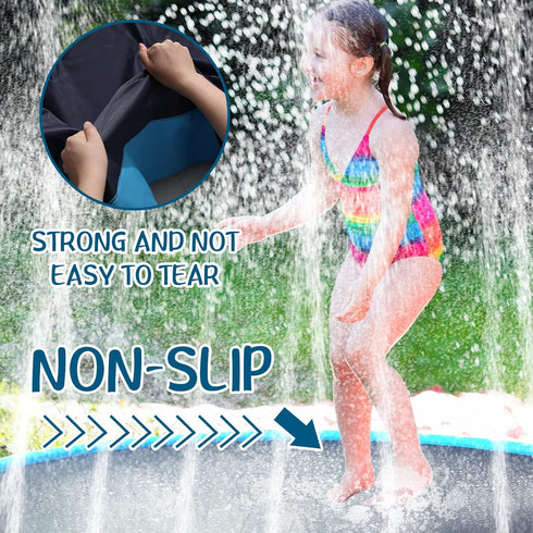 Lewtemi 10 ft Extra Large Non-Slip Splash Pad, 120" for Kids and Dogs, Summer Outdoor Fun Backyard Fountain