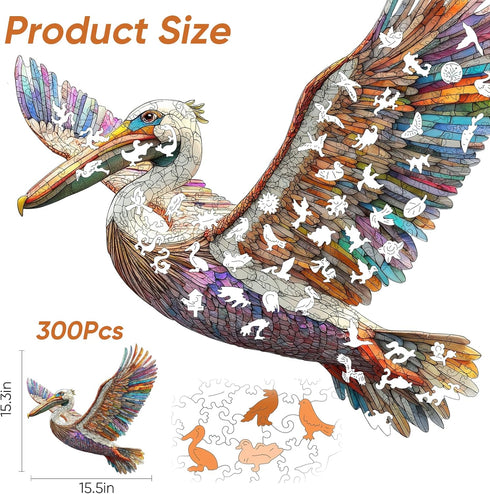 Puzzles,300 5MM 15.6 15.4 Inch Wooden Puzzles for Adults Cormorant Bird Jigsaw Pieces Thick, Unique Shaped Cormorant