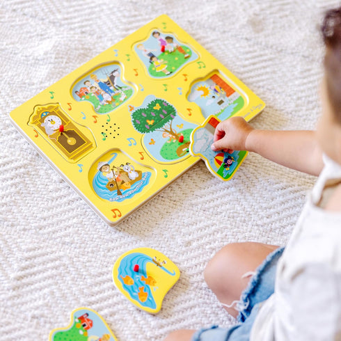 Melissa & Doug Sing-Along Nursery Rhymes Sound Puzzle - Wooden Peg Puzzle (8 pcs)