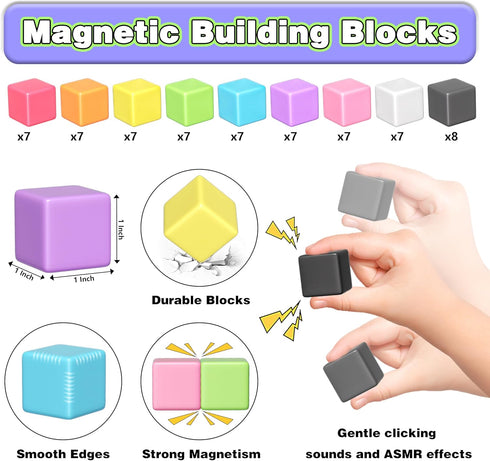 3 4 5 6 7 8 Apluses Magnetic Blocks, Magnet Building Cubes for Toddlers, Classroom Must Haves STEM Educational Toys
