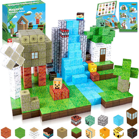 Magnetic Blocks-100PCS Magnetic Building Blocks, Stacking Magnetic Tiles, STEM Montessori Sensory Toys for Ages 3-10