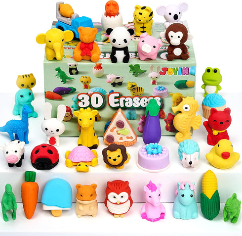 JOYIN 36 Pcs Animal 3D Erasers, Fun Mini Pencil Erasers for Kids, Classroom Rewards and Party Favors