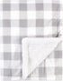 Hudson Baby Unisex Plush Mink and Sherpa Blanket - Gray Plaid, One Size