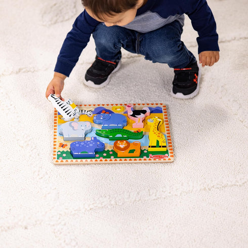 (8 2+ Melissa & Doug Safari Wooden Chunky Puzzle pcs), Educational Screen Free Activity for Toddler, Preschoolers