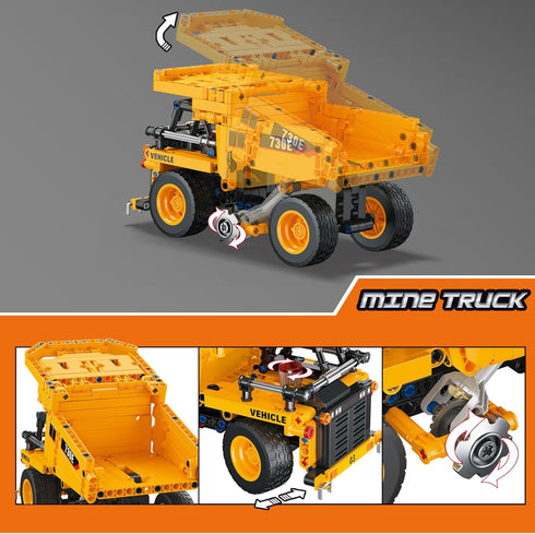 2-in-1 Set: 8-12 Construction Vehicle Building Blocks Convertible Mining Dump Truck & Forklift Toy with Rotating Axle