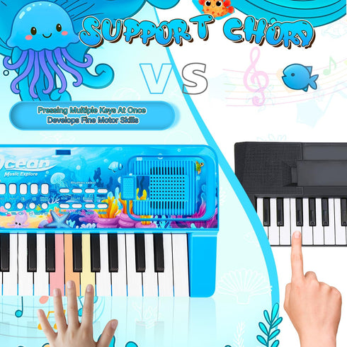 MusicForset 37 3 4 5 6 Upgraded Keys Kids Piano Keyboard with Microphone Music Stand Portable Musical Toys for Toddlers