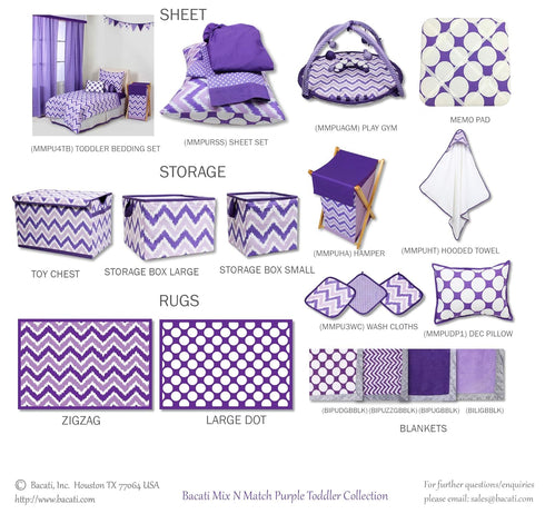 Bacati Solid Purple Fitted Crib Sheet - 28" x 52", Soft Breathable 100% Cotton for Girls