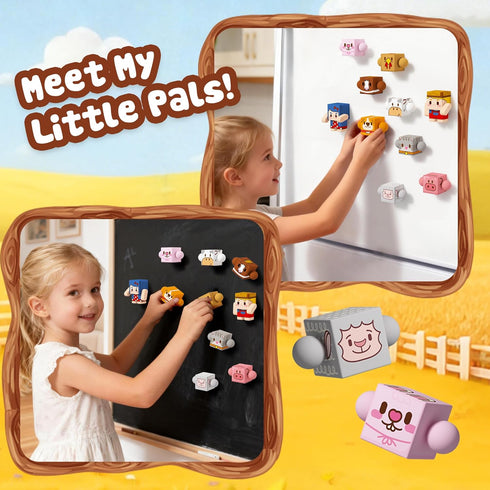 Set 3+ GobiDex Magnetic Farm Figures with Animals & People, Portable Tin Box for Role Play & STEM Education, Travel Toy