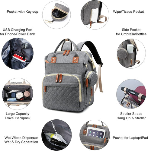 3 1 Backpack Pack Diaper Bag with Changing Station, Waterproof in Baby Diaper with Foldable Changing Pad, Large Travel