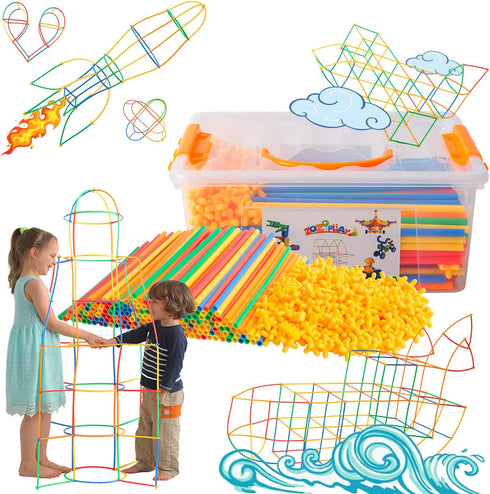 ZOZOPLAY Straw Constructor STEM Building Toys, 400 Piece Straws and Connectors Set