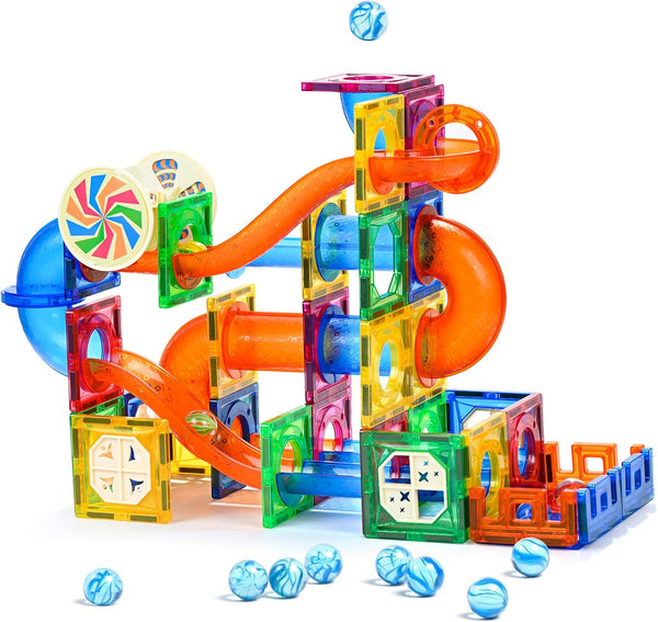 MAGBLOCK 85Pcs Marble Run Magnetic Tiles Toy Building Blocks STEM Educational Child