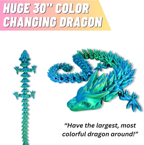 Amerimaker 30" 3D Easter Basket Stuffer, Articulated Printed Dragon Flexible Fidget Toy for Kids & Teens, Dragon Egg