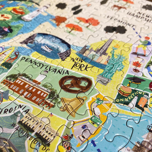 Puzzles for Adults 1000 Pieces - Illustrated US Map Puzzle, 100% Recycled Cardboard USA Jigsaw by bopster