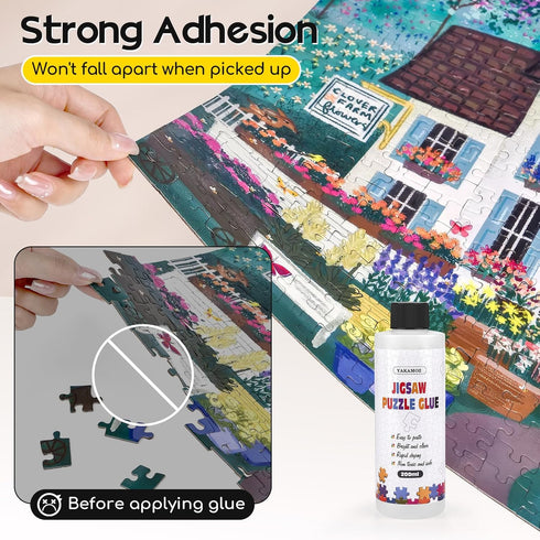 YAKAMOZ 10000 (400ML) Clear Jigsaw Puzzle Glue with Precision Applicator Non-Toxic, Quick Dry & Water-Soluble