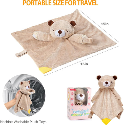 BEREST Rechargeable Baby Cry Sensor Sleep Soother Heartbeat Bear Lovey Blanket Comforter Toy, Help Newborns Go to Sleep