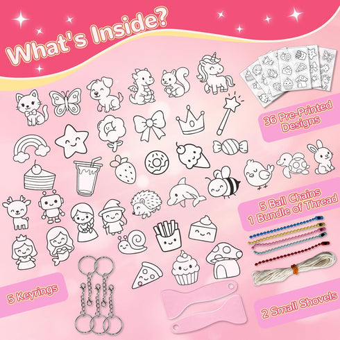 NewFamily Shrink Art Kit for Kids Unicorn & Magical & Pre-Cut Shaped Shrinky Dinks Jewelry Making DIY Necklace Bracelet