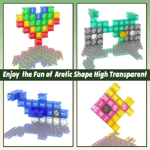 Set, 3+ Magnetic Blocks Building Toys - Transparent Rainbow Magnetic Cubes Outdoor Sensory Autism STEM Toys Gifts