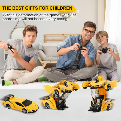 2.4GHz 360 4-12 Blackma Transform RC Car Toy - Remote Control Car with Flashing Lights, One-Button Deformation
