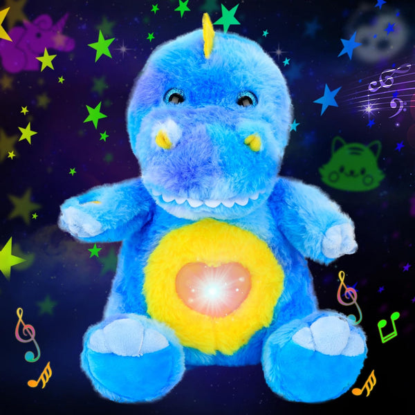 Cuteoy Plush Blue Dinosaur Star Projector Musical Adjustable Singing Night Light Stuffed