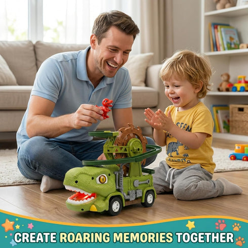 3 4 5 6 7 8, 3-in-1 3 Dinosaur Truck Toy For Kids Ages Dinosaur Truck, Sliding Little Dinos On Tracks , & Glow in Dark