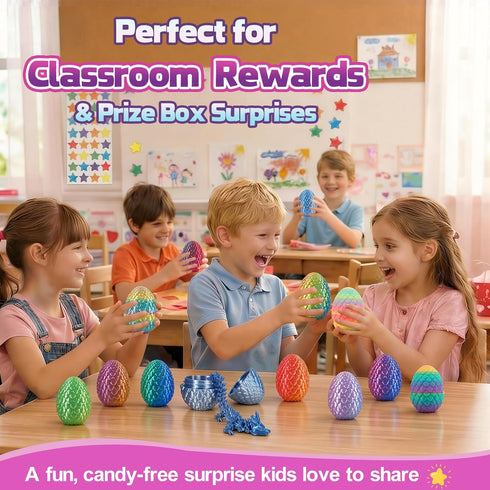 VivaNova 24 Pack 3D Printed Dragon Eggs, Surprise Eggs with Articulated Mini Dragons Inside, Easter Egg Hunt Fillers