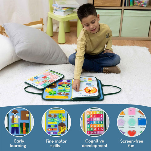 BONNYCO Toddler Busy Board Felt Montessori Toys, Sensory Board, Learning Toys for Kids, Birthday Gifts