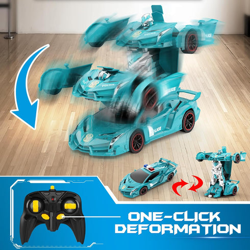 FDJ Remote Control Car - 2 in 1 Transforming Car Robot, One Button Deformation to Robot, 1:18 Scale, 360 Degree