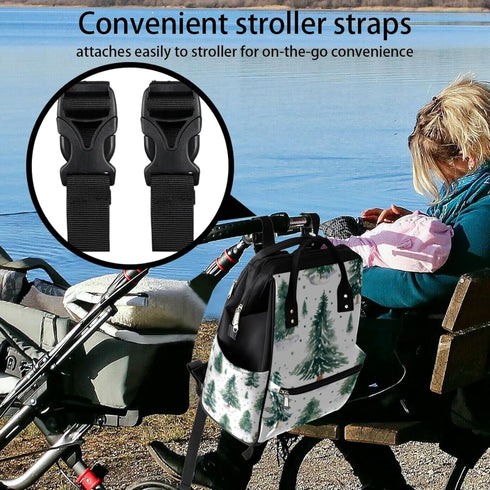 Hsnar Backpack Christmas Tree Green Waterproof Diaper Bag Large Capacity Baby Bag with Stroller Straps, Multi-Pocket