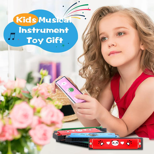 12 Pcs Cartoon Harmonica Toy, 16 Holes Musical Instrument for Boys & Girls, Beginner Party Favor Toys