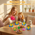 FLORMOON Set, 18-Piece Set 6 Toy Tea Pretend Play with Colors - Includes Teapot, Cups, Saucers, Sugar Jar | Durable