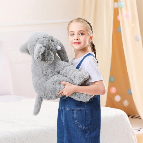 5 lbs 16 inches JellyMallow Elephant Weighted Stuffed Animals Gray, Large Weighted Elephant Plushie Cuddly Pillow Gift