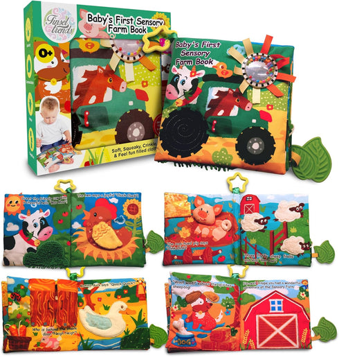 Tinsel Trends Baby Books Farm Animal Soft Cloth Busy Book Gifts for