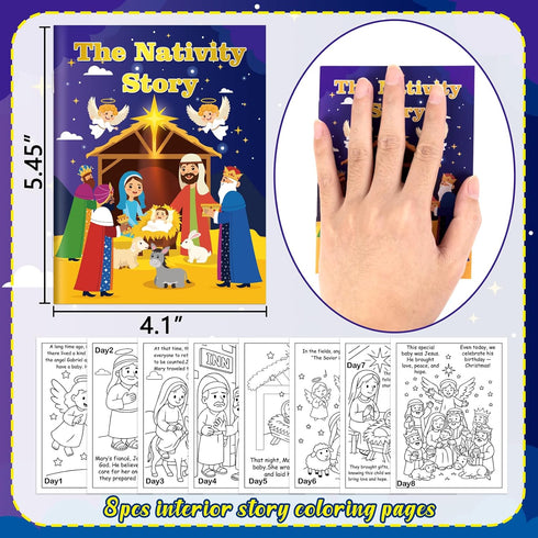 90shine 36PCS Set, Christmas Nativity Story Coloring Books Bulk: Christian Sunday School Bible Class Religious Gifts