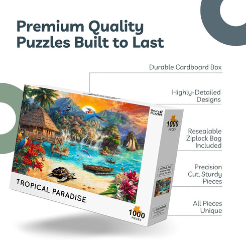 1000 Theo's Puzzles Jigsaw Puzzles Piece Puzzle for Adults, Families Dogs Beach Day Pieces Fit Together Perfectly