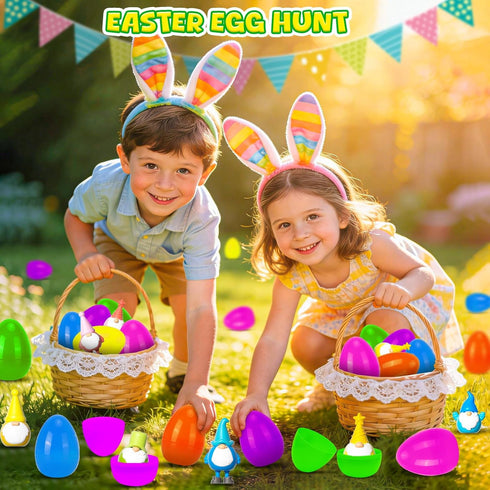 12PCS LUBUYILD Easter Eggs with Gnome Keychain Toys for Kids Girls Boys Easter Basket Stuffers, Egg Hunt Prizes