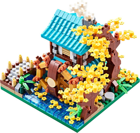 Autumn Architecture Flower Treehouse Micro Blocks Building Set for Adults, Mini Bricks Model Kit, Creative DIY Gift