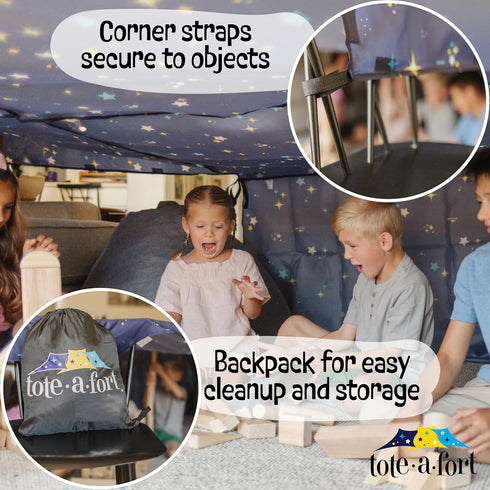 TOTEAFORT Starry Blanket Fort Building Kit for Kids Ages 4-12, Portable Playhouse Toy Set