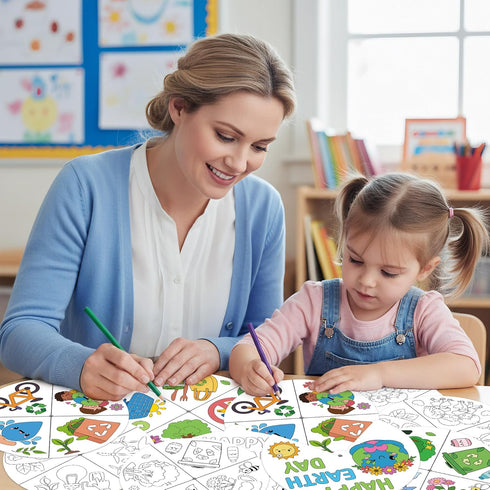 24 Sets COcnny Earth Day Coloring Craft- Color Your Own Globe Art Craft DIY Wheel Cards for Kids, Happy Earth Day Paper